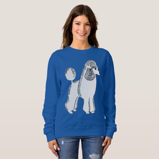Weißes Poodle-Sweatshirt Sweatshirt (Vorne ganz)