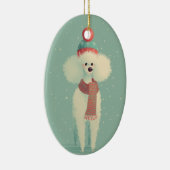 Weißes Poodle-Weihnachtsgeschenk Keramik Ornament (Rechts)