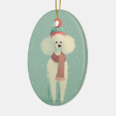 Weißes Poodle-Weihnachtsgeschenk Keramik Ornament (Links)