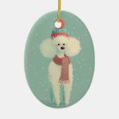 Weißes Poodle-Weihnachtsgeschenk Keramik Ornament (Vorne)