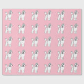 Weißes Poodles-Muster rosa Wrapping Paper Geschenkpapier (Flach)