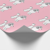 Weißes Poodles-Muster rosa Wrapping Paper Geschenkpapier (Ecke)