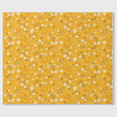 Weißes Posy-Print auf Gold Geschenkpapier (Flach)
