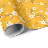 Weißes Posy-Print auf Gold Geschenkpapier (Rolleneckpunkt)