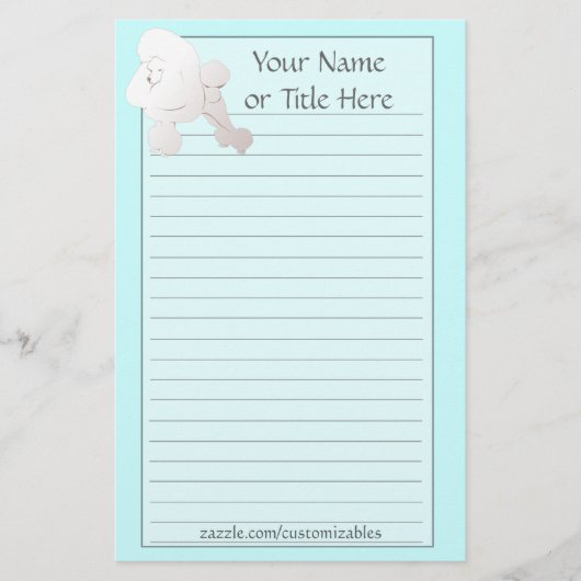 Weißes Pudel-Briefpapier Briefpapier (Vorderseite)
