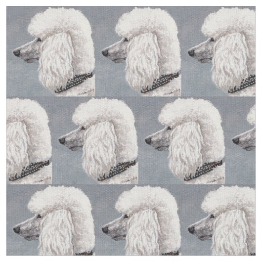Weißes Pudel-Hundekunst-Gewebe Stoff (Nahaufnahme)