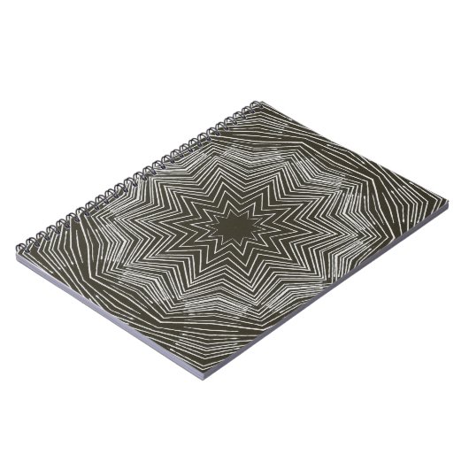 Weißes, pulsierendes Star Kaleidoskop-Muster auf s Notizblock (Linke Seite)