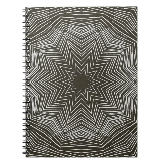 Weißes, pulsierendes Star Kaleidoskop-Muster auf s Notizblock (Vorderseite)