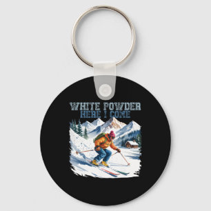 Weißes Pulver hier komme ich Funny Ski Winter Schn Schlüsselanhänger