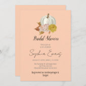 Weißes Pumpkin Herbst Orange Brautparty Einladung (Vorne/Hinten)