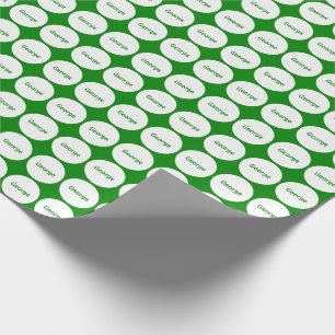 Weißes Punkt-Muster auf Grün mit Namen Geschenkpapier
