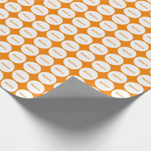 Weißes Punkt-Muster auf Orange mit Namen Geschenkpapier