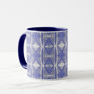 Weißes Punktmuster auf Blau Tasse
