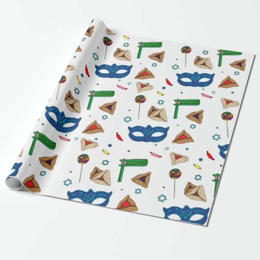 Weißes Purim Wrapping Paper Geschenkpapier (Ungerollt)