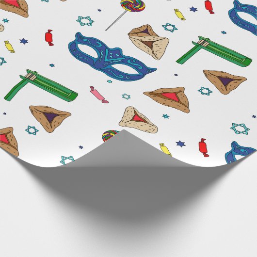 Weißes Purim Wrapping Paper Geschenkpapier (Ecke)