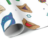 Weißes Purim Wrapping Paper Geschenkpapier (Rolleneckpunkt)