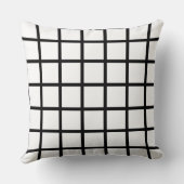 Weißes Quadrat-Muster und schwarze Rahmen Kissen (Rückseite)