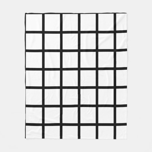 Weißes quadratisches Muster mit schwarzen Rändern Fleecedecke (Vorderseite)