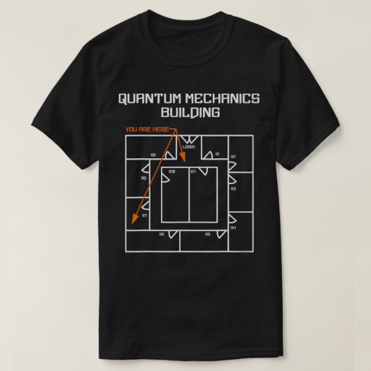 Weißes Quantenmechanik-Gebäude T-Shirt (Design vorne)
