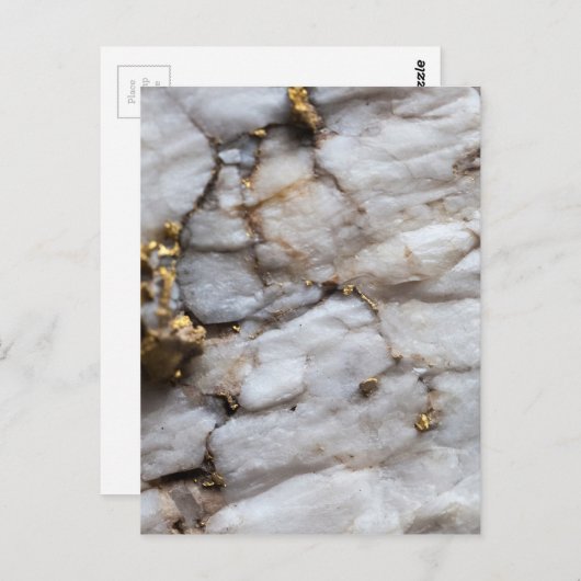 Weißes Quarz mit Goldschein Postkarte (Vorne/Hinten)