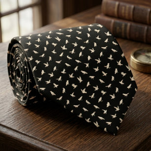 Weißes Raben-Vogel-Muster – gotisches Geschenk für Krawatte