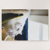 Weißes Ragdoll Katzen-Puzzlespiel Puzzle (Horizontal)