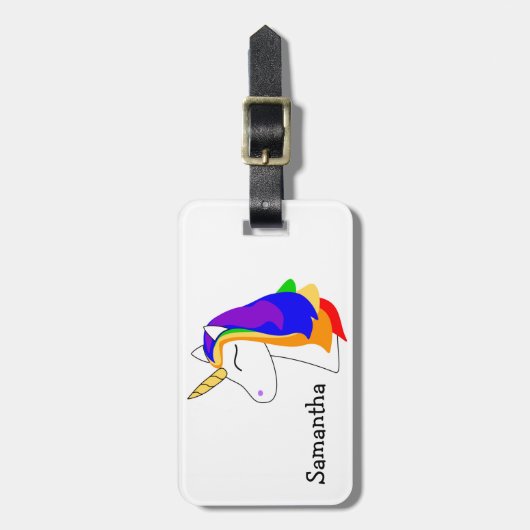 Weißes Regenbogenhaar, Einhorngepäck Gepäckanhänger (Vorderseite vertikal)