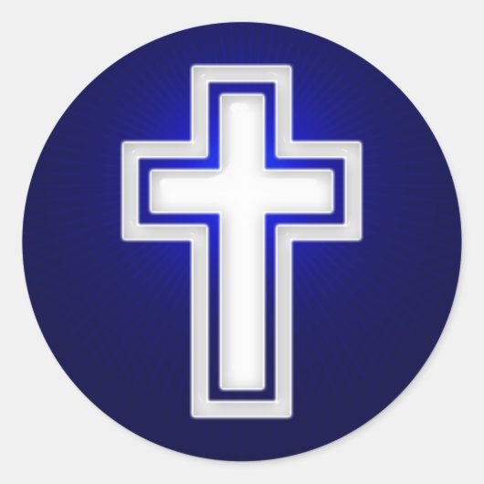 Weißes religiöses Kreuz | CHRISTLICH Runder Aufkleber (Vorderseite)