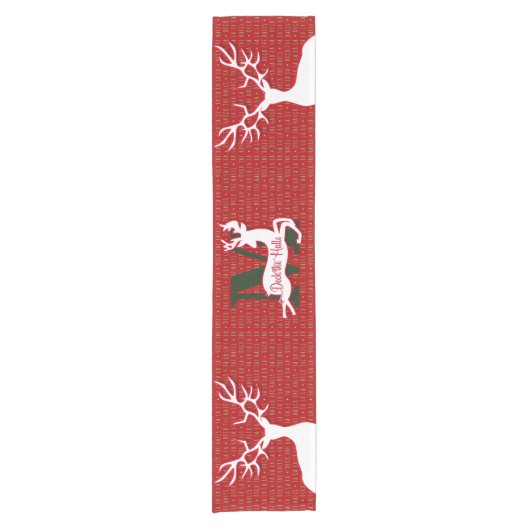 Weißes Rentier-Deck an den Hallen Monogramm Kurzer Tischläufer (Vorderseite)