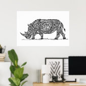Weißes Rhino Design Schwarz Poster (Heimbüro)