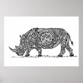Weißes Rhino Design Schwarz Poster (Vorne)