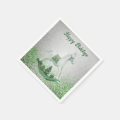 Weißes Rocking Horn Grünes Weihnachtsbuch Serviette (Ecke)