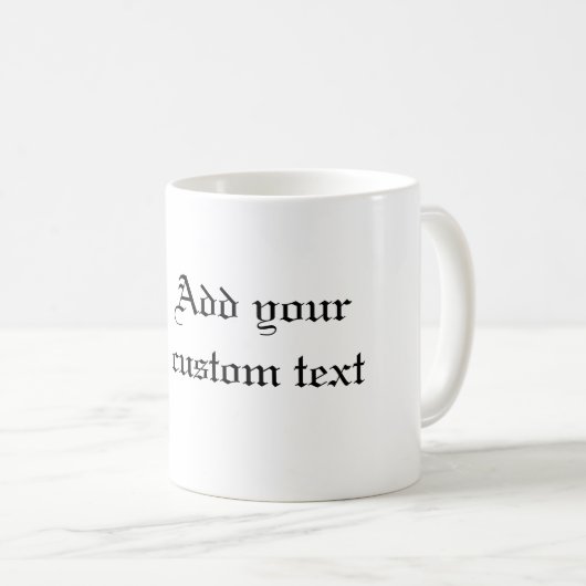 Weißes Rooster-Cockerel mit eigenem Text Kaffeetasse (VorderseiteRechts)