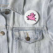 Weißes rosa Fliegen-Schwein Button (Beispiel)