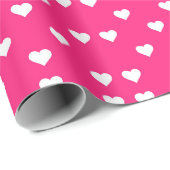 Weißes rosa Herz Valentinstag Wrapping Paper Geschenkpapier (Rolleneckpunkt)