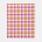 Weißes Rosa Oranges Karo Tartan Design Fleecedecke (Vorderseite)
