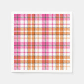 Weißes Rosa Oranges Karo Tartan Design Serviette (Vorderseite)