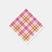 Weißes Rosa Oranges Karo Tartan Design Serviette (Ecke)