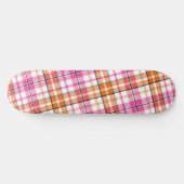 Weißes Rosa Oranges Karo Tartan Design  Skateboard (Horizontal)