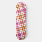 Weißes Rosa Oranges Karo Tartan Design  Skateboard (Vorderseite)