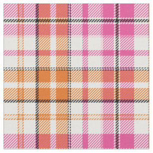 Weißes Rosa Oranges Karo Tartan Design  Stoff