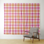 Weißes Rosa Oranges Karo Tartan Design Wandteppich (Beispiel (Horizontal))