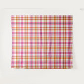 Weißes Rosa Oranges Karo Tartan Design Wandteppich (Vorderseite (Horizontal))