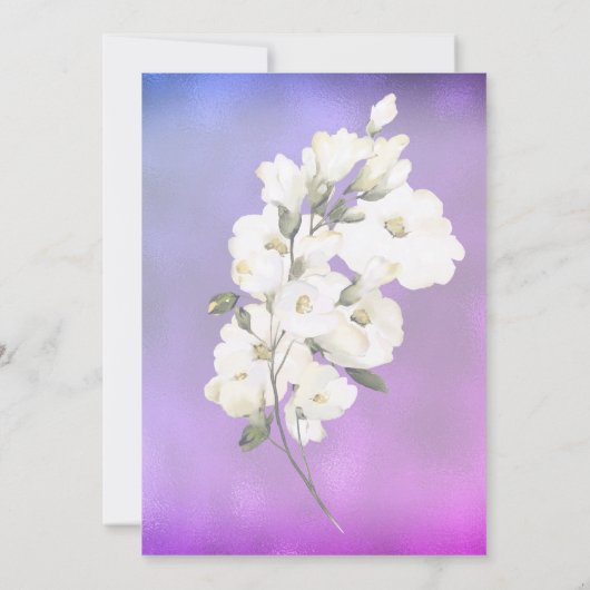 *~* Weißes Rose Brautparty Magenta Einladung (Rückseite)