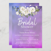 *~* Weißes Rose Brautparty Magenta Einladung (Vorne/Hinten)