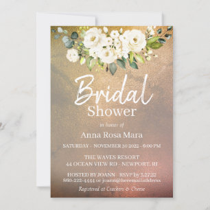 *~* Weißes Rose Gold Brautparty Einladung
