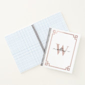 Weißes Rose Rosa griechischer Schlüssel Mit Monogr Notizblock (Innenseite)