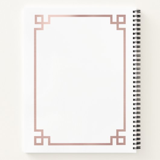 Weißes Rose Rosa griechischer Schlüssel Mit Monogr Notizblock (Rückseite)