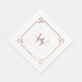 Weißes Rose Rosa griechischer Schlüssel Mit Monogr Serviette (Ecke)