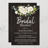 *~* Weißes Rose Rustikales Brautparty Einladung (Vorne/Hinten)